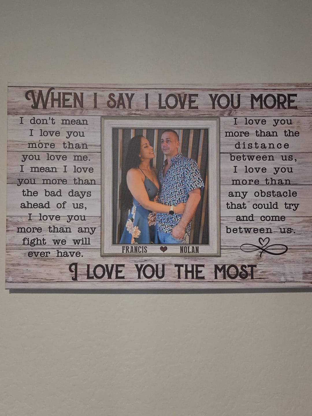 Customer photo review of Personalized Canvas Prints, Custom Photos, Loving Gift For Couple, Couple Gift, Anniversary Gift, When I Say I Love You More Dem Canvas