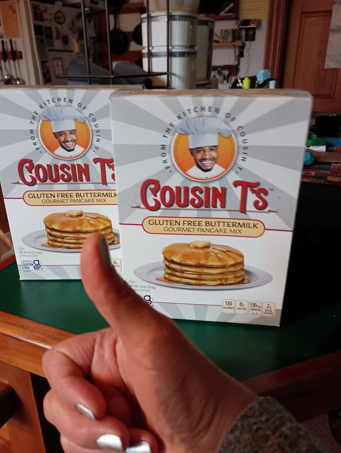 Customer photo review of Cousin T's Gourmet Gluten Free Buttermilk Pancake Mix