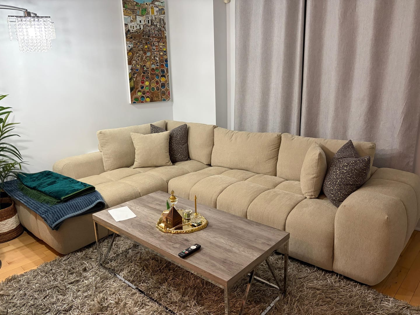 Customer photo review of OLIVIA - Sofa sectionnel 120" beige sable
