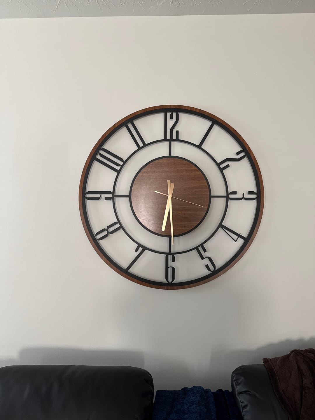Customer photo review of Wood and Metal Frame Wall Clock