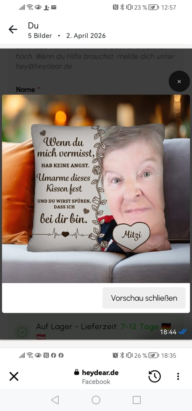 Customer photo review of Wenn du mich vermisst - Personalisiertes Kissen