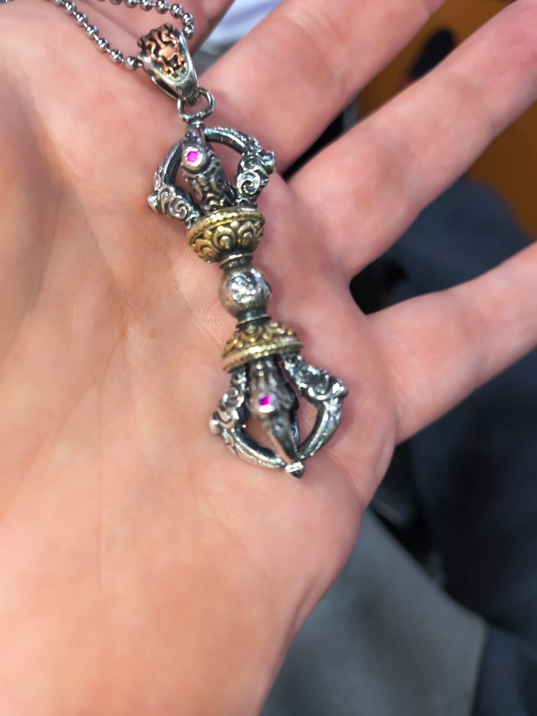 Customer photo review of Tibetan Vajra Protection Pendant-Buddhism Phurba Brass Amulet