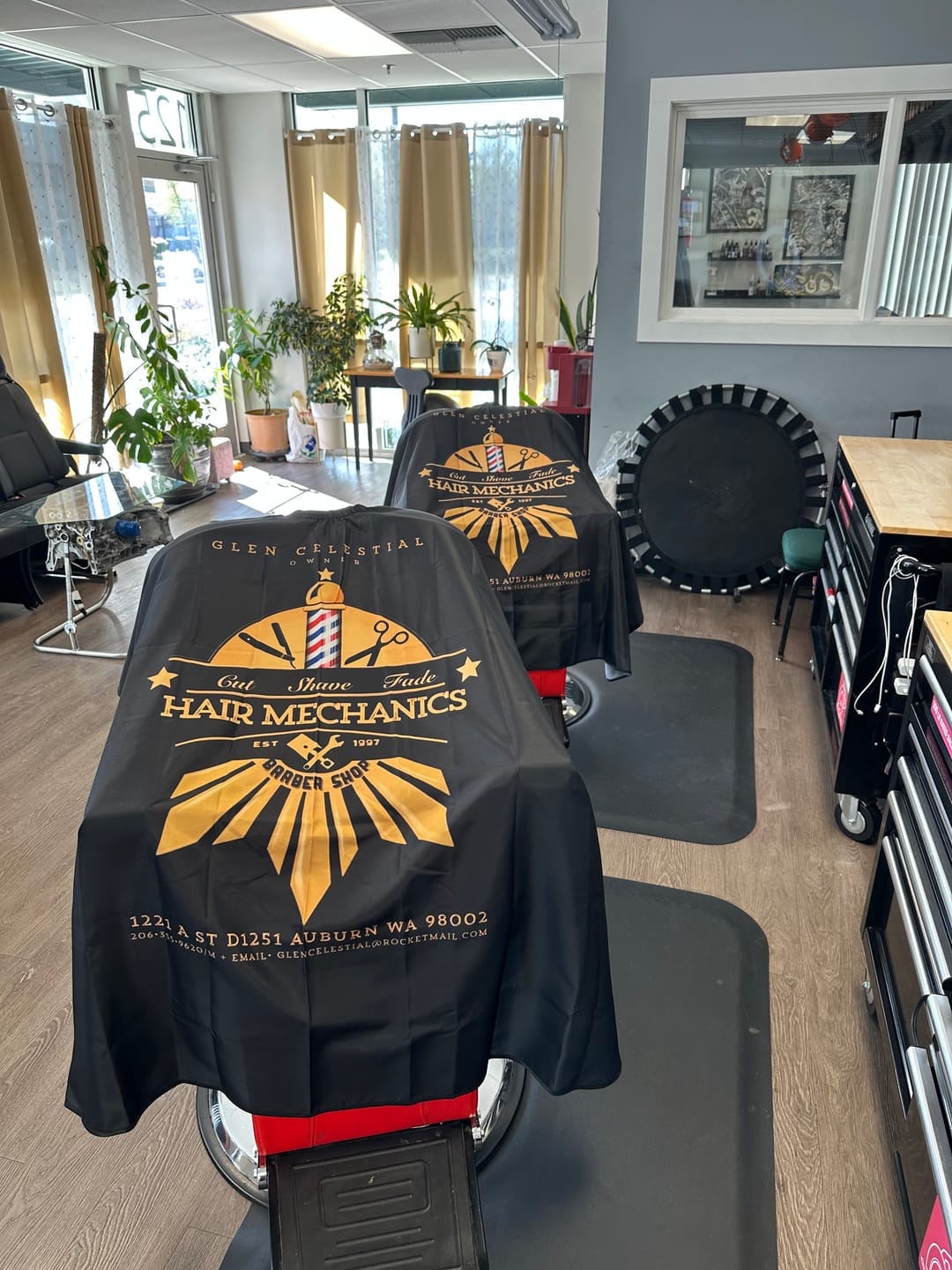 Customer photo review of Custom Barber Cape & Salon Capes - Personalized Hair Cutting Capes