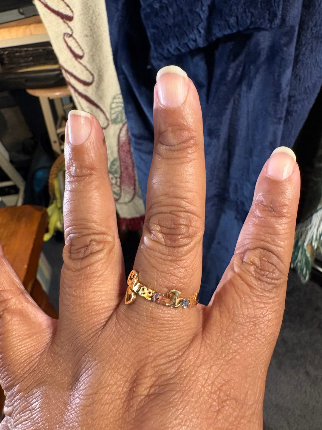 Customer photo review of Hollow Heart Name Ring