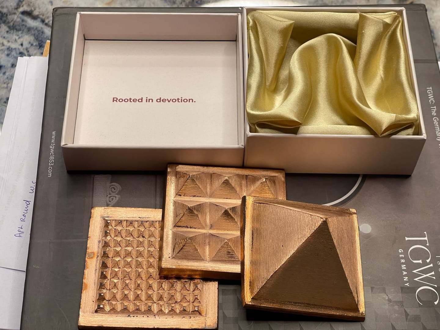 Customer photo review of 3-Layer Copper Pyramid Vastu Remedy for Energy Amplification, Prosperity and South East Direction Activation for Home, Office and Vastu Correction | 5-7.6 cm | 665 g