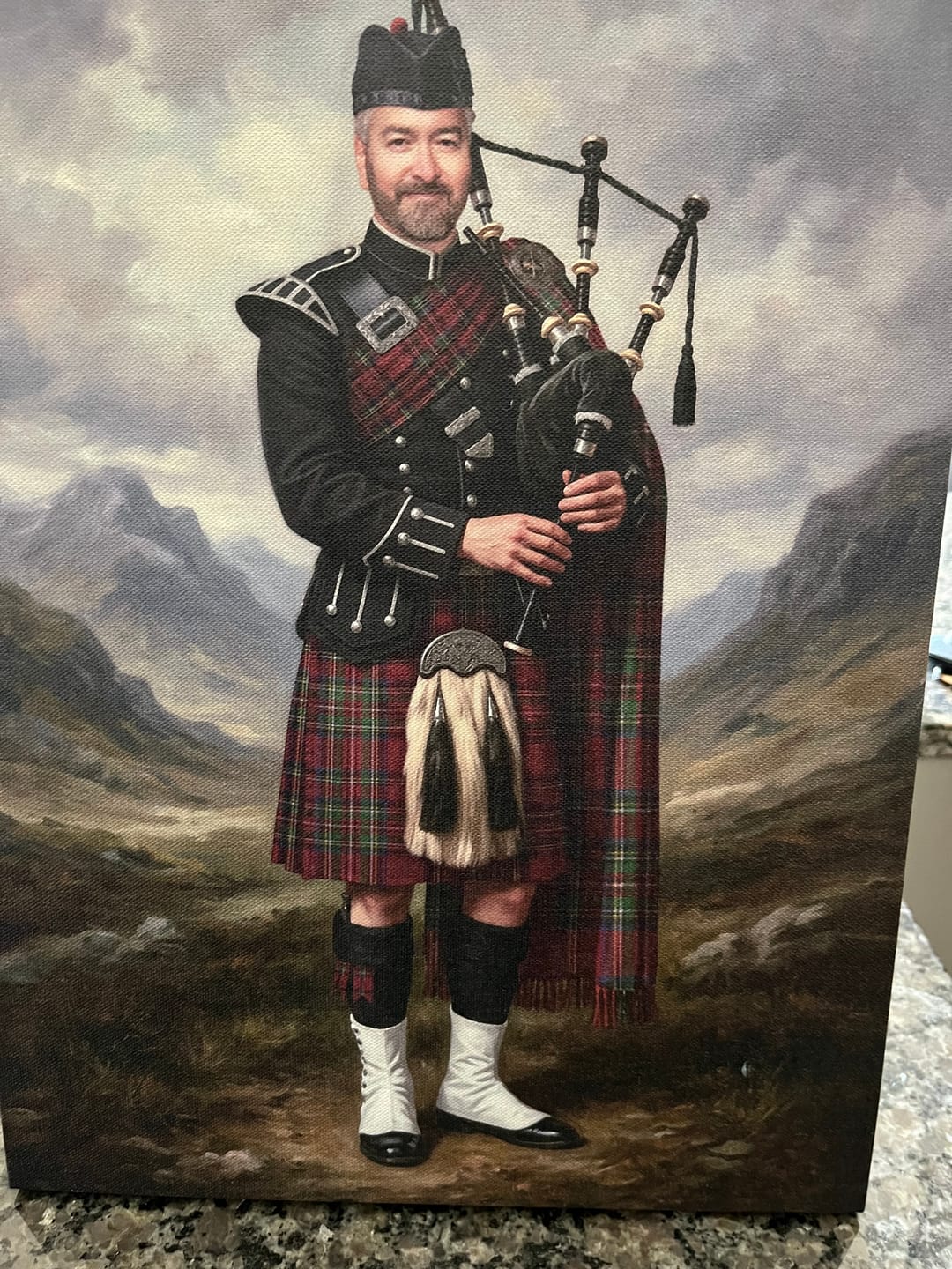 Customer photo review of Scottish Highland Bagpiper Heritage Custom Portrait Canvas