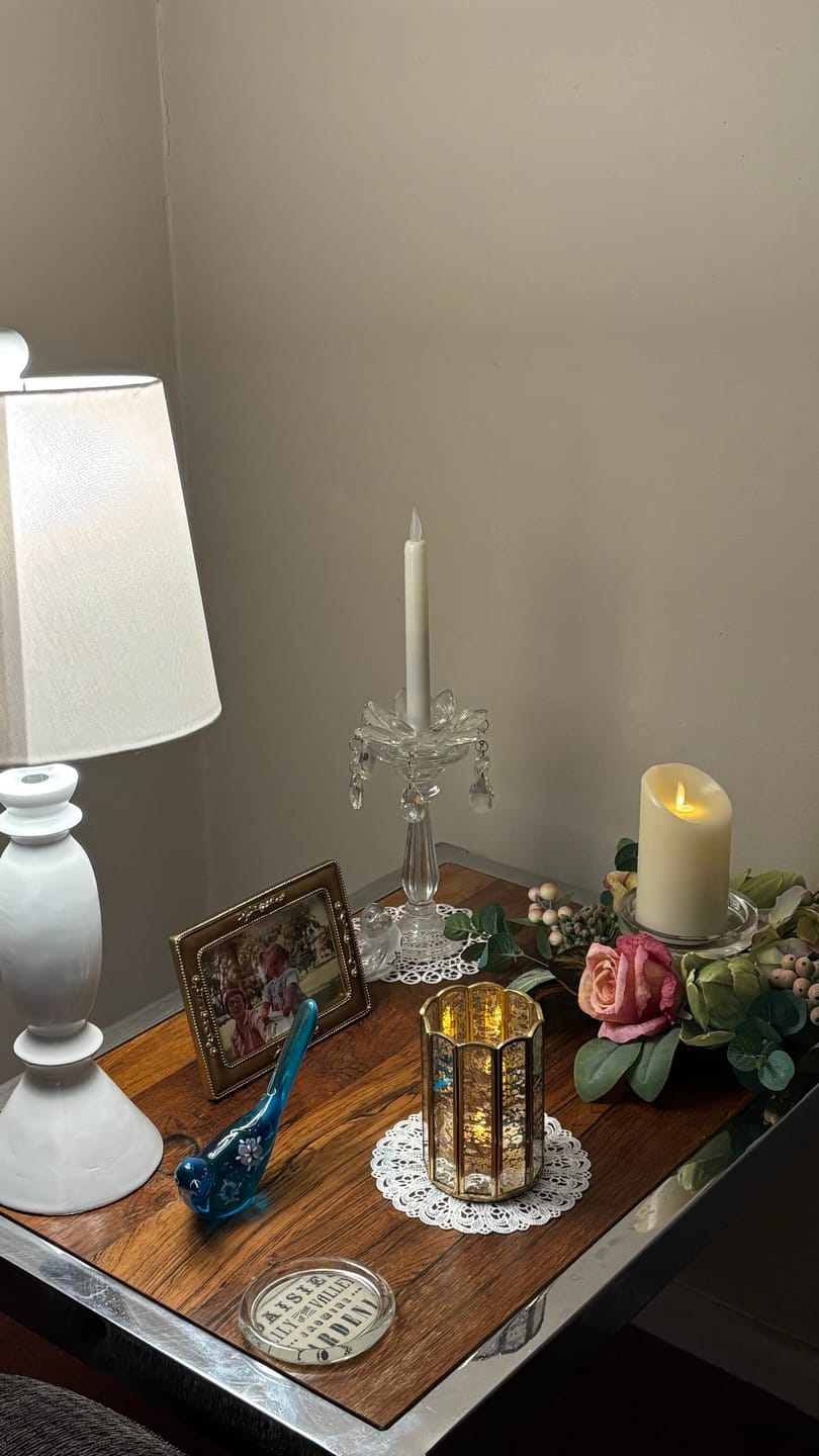 Customer photo review of Brass and Glass Candle Holder