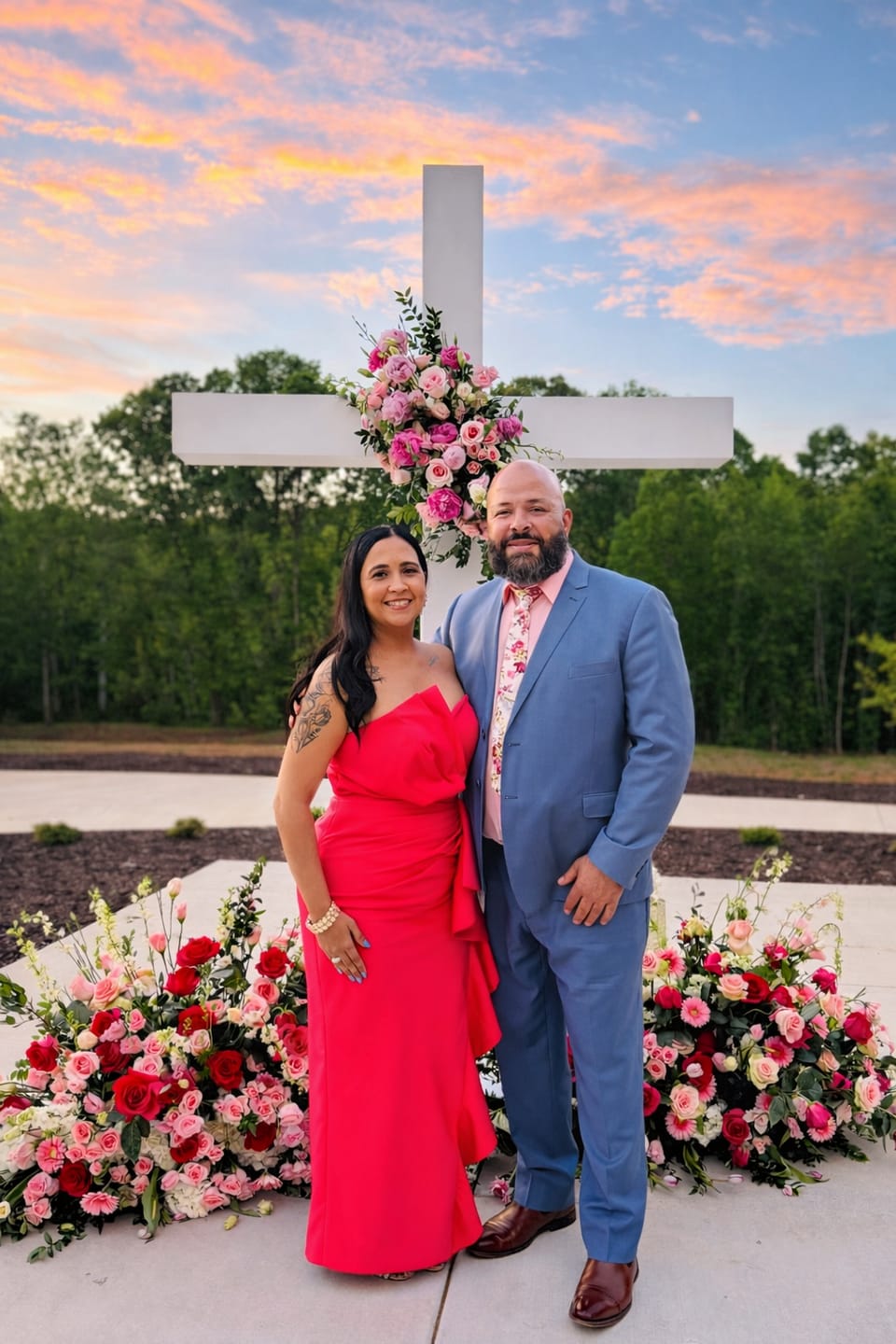 Customer photo review of Pink Floral Boutonniere Set