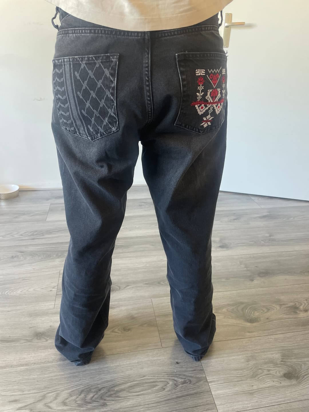 Customer photo review of “Never Forgotten, Never Forgiven” Denim Jeans (Unisex)