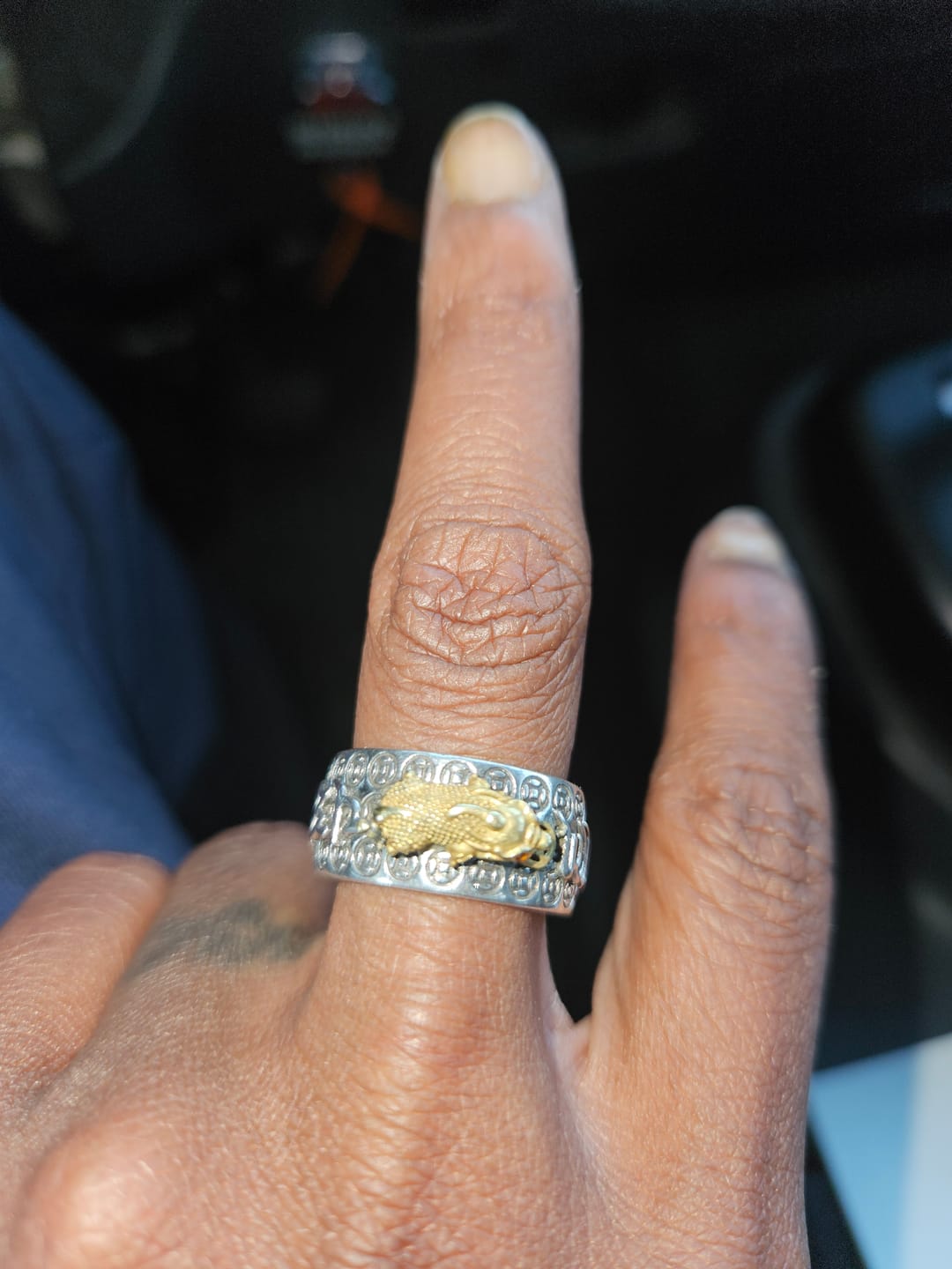 Customer photo review of Lucky Feng Shui Pixiu Six Ture Words Mantra Ring(Adjustable)