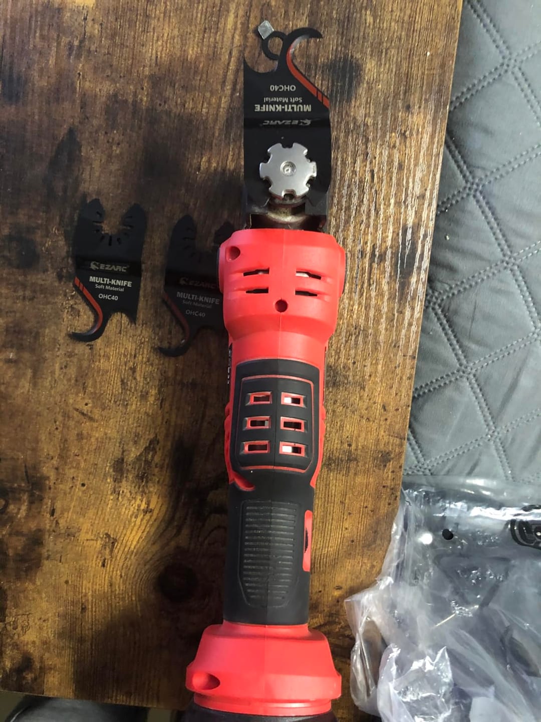 Customer photo review of Oscillating Multi tool Hook Knife Blade for Cutting Soft Materials Roofing Shingles, PVC Carpet and Cardboard