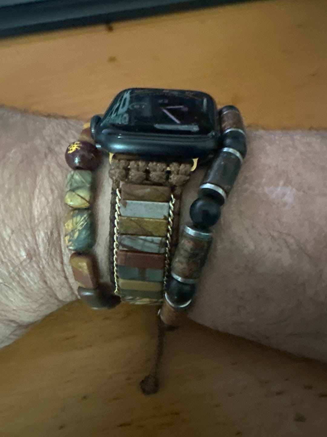 Customer photo review of Delicate Picasso Jasper Apple Watch Strap