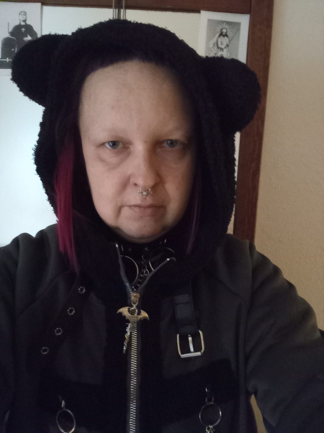 Customer photo review of Gothic Punk Chain Cat Ears Hoodie