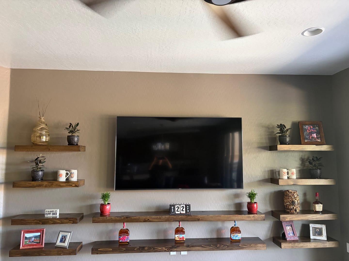 Customer photo review of Distressed 3" Thick Floating Shelves