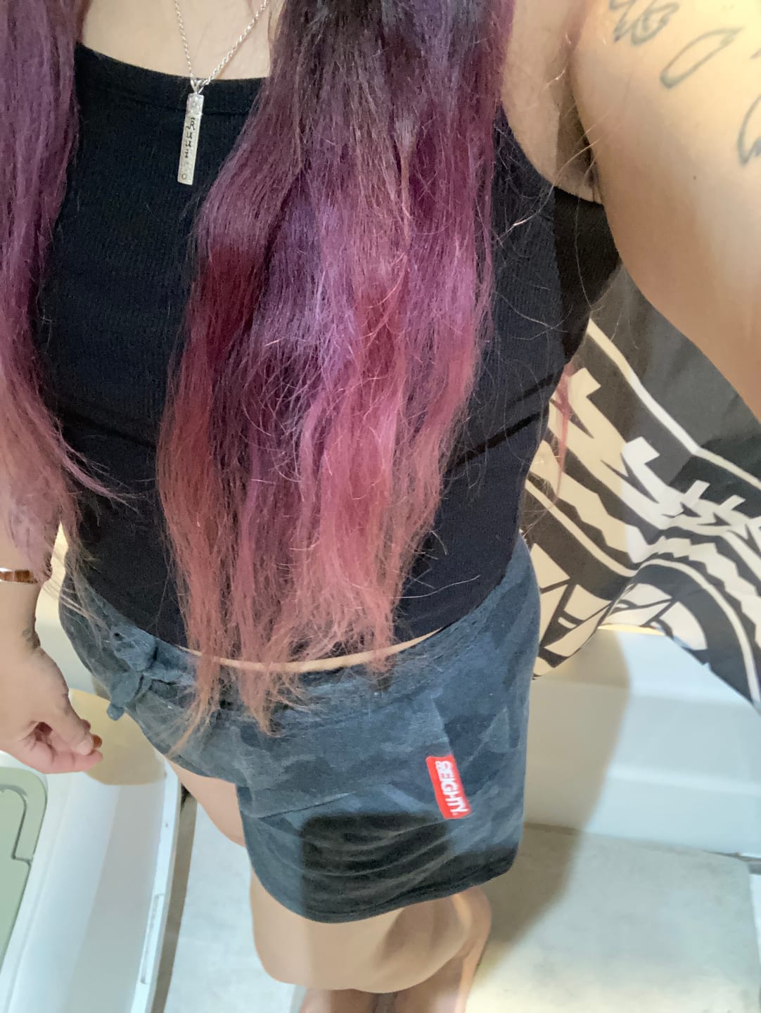 Customer photo review of 80Eighty® Women's Black Camo Fleece Shorts