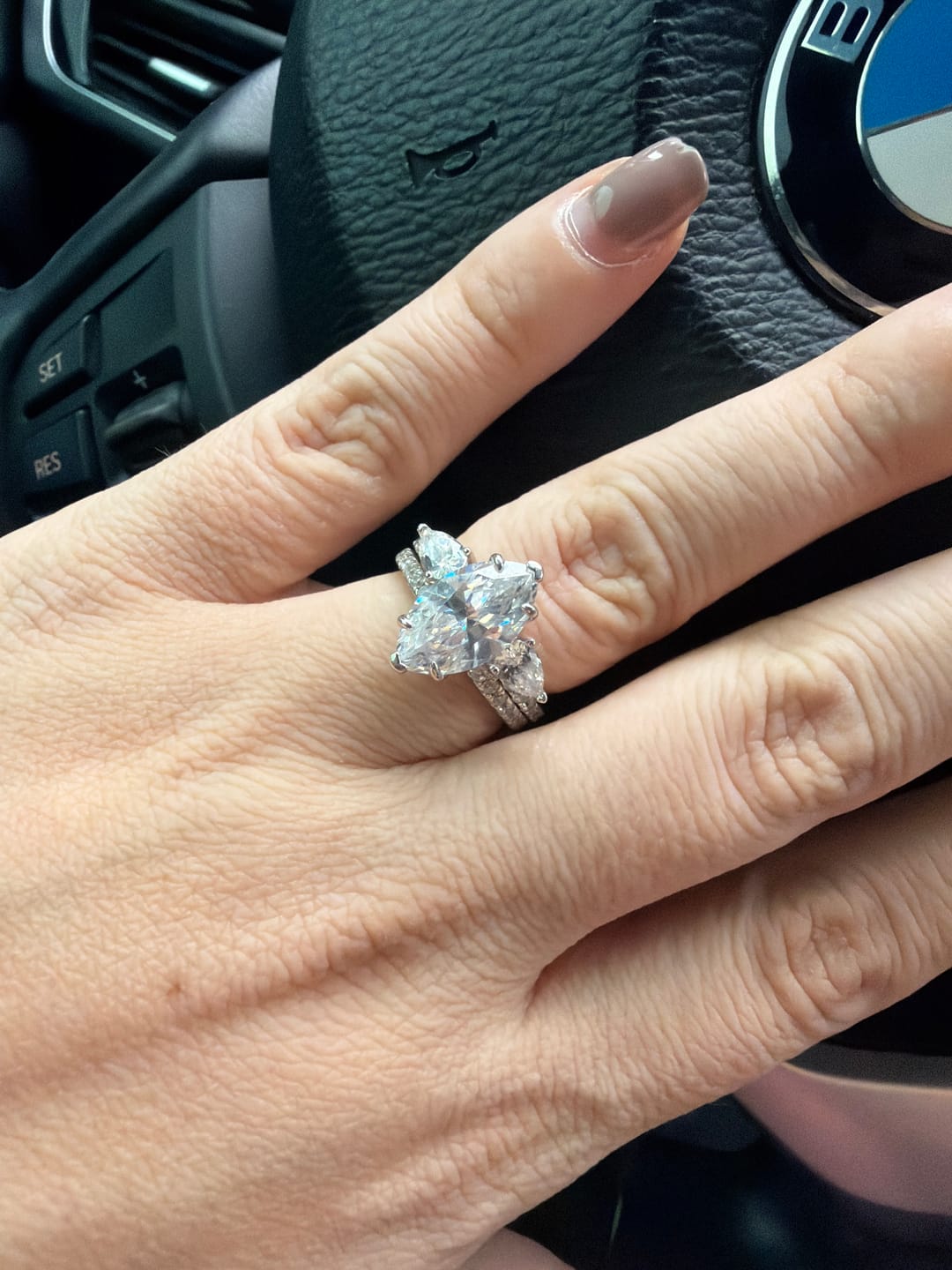Customer photo review of S925 4.0Ct Marquise Cut Insert Wedding Ring Set For Women Stackable Ring Set In Sterling Silver