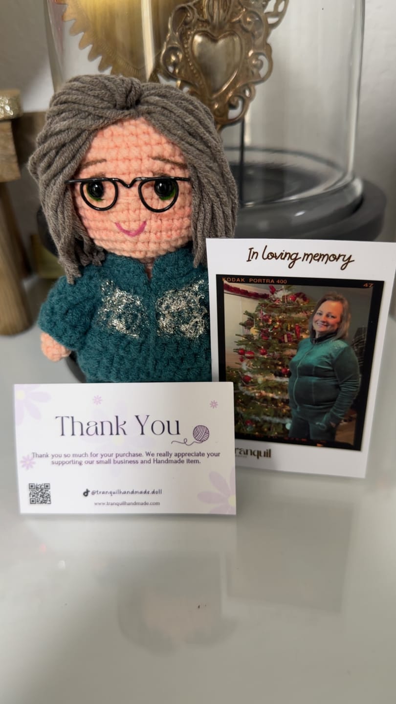 Customer photo review of Tranquil® - Personalized Crochet Doll with Photo Card