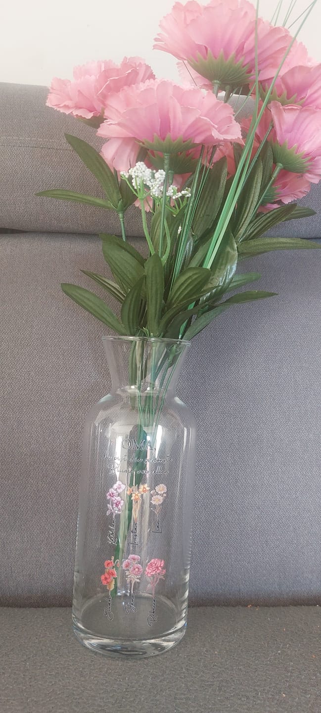Customer photo review of Mamas Garten - Personalisierte Vase mit Namen und Blumen für Mama und Oma