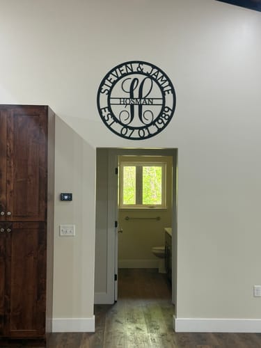 Customer photo review of Elaborate Name - Steel Sign