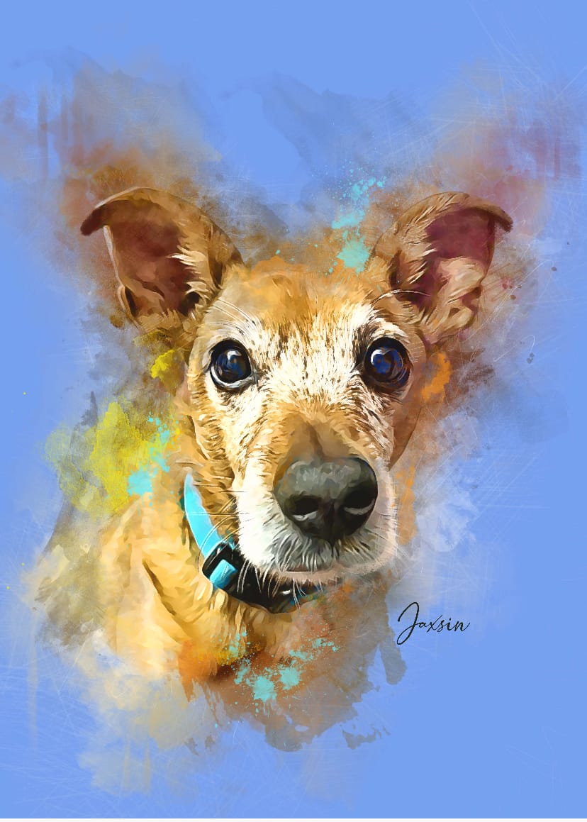 Customer photo review of Watercolor Pet Portrait Wall Art