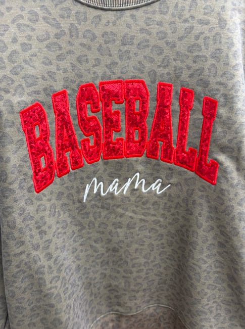 Customer photo review of Custom Sequin Baseball MAMA Sweatshirt Sports MAMA Sweatshirt – Personalized Glitter Letters Sweatshirt Vintage Style | Gifts for Sports Mom