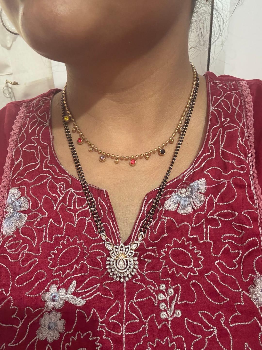 Customer photo review of Jewel Cascade Beaded Necklace
