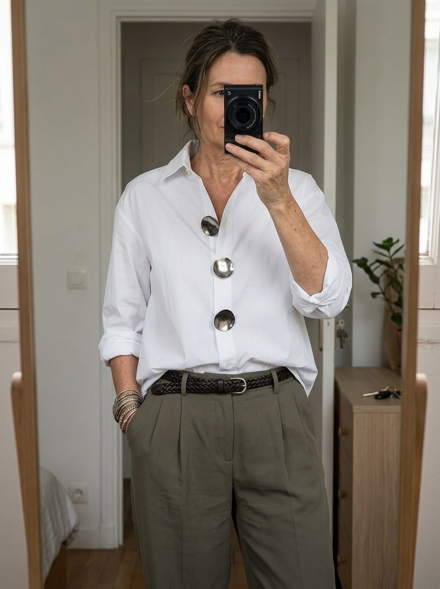 Customer photo review of Long Sleeves Loose Buttoned Solid Color Split-Joint Lapel Blouses&Shirts Tops