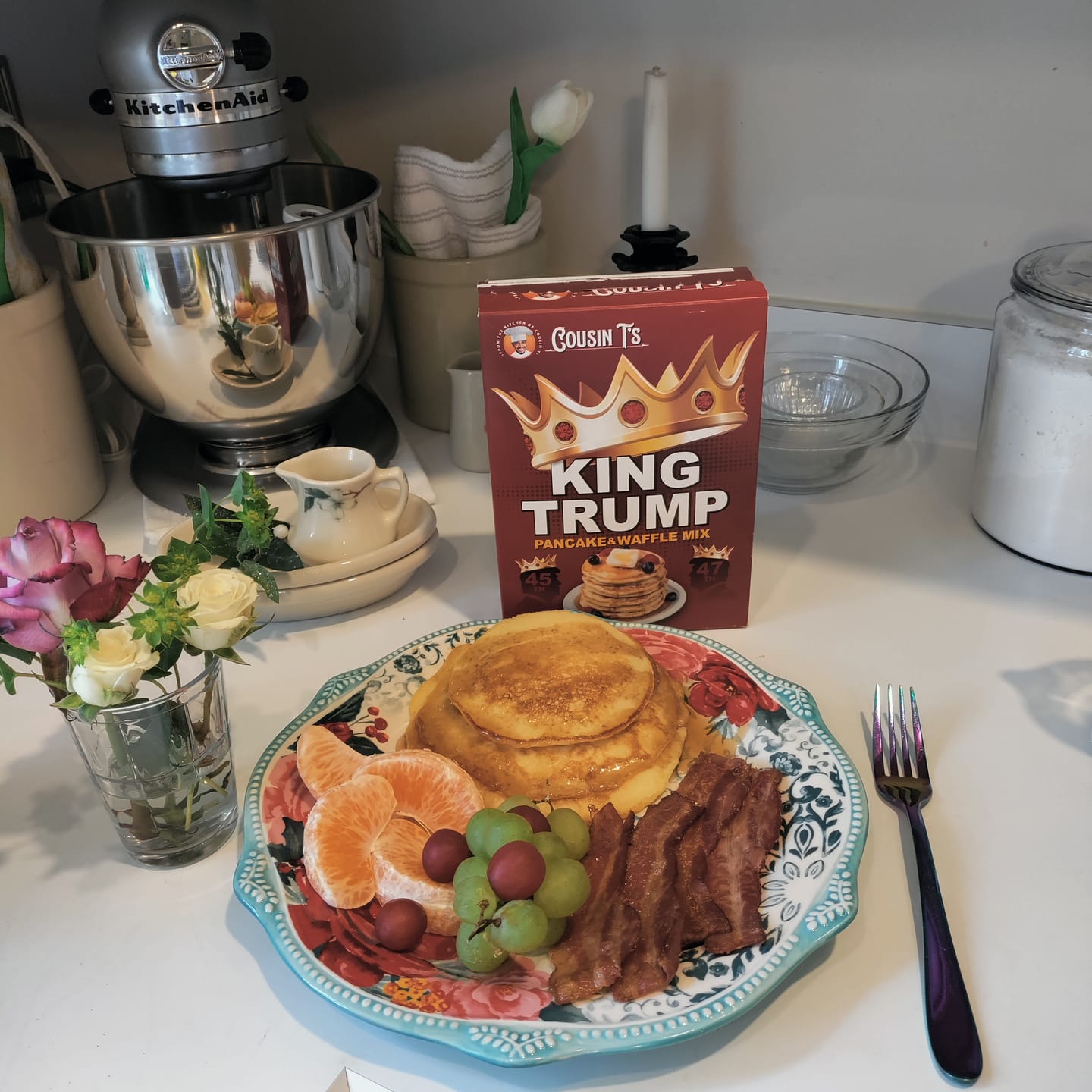 Customer photo review of Cousin T's Gourmet King Trump Pancake & Waffle Mix