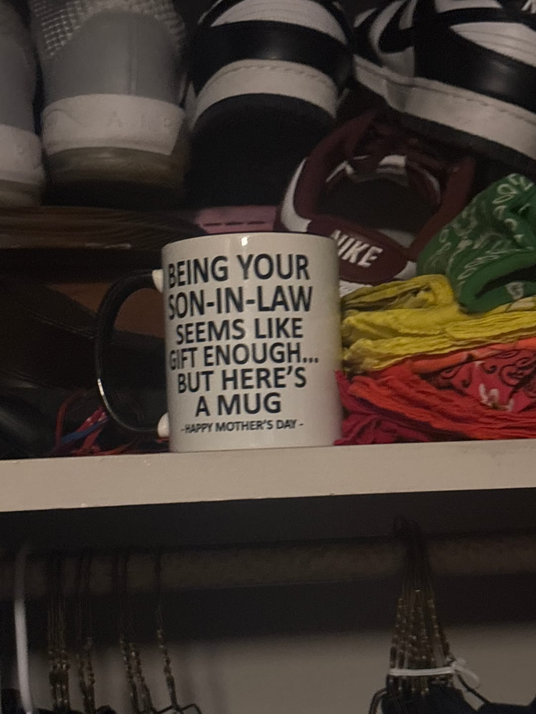 Customer photo review of Being Your Son-In-Law is Gift Enough Funny Mother's Day Gift Accent Coffee Mug