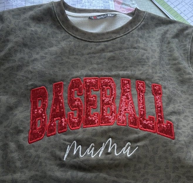 Customer photo review of Custom Sequin Baseball MAMA Sweatshirt Sports MAMA Sweatshirt – Personalized Glitter Letters Sweatshirt Vintage Style | Gifts for Sports Mom