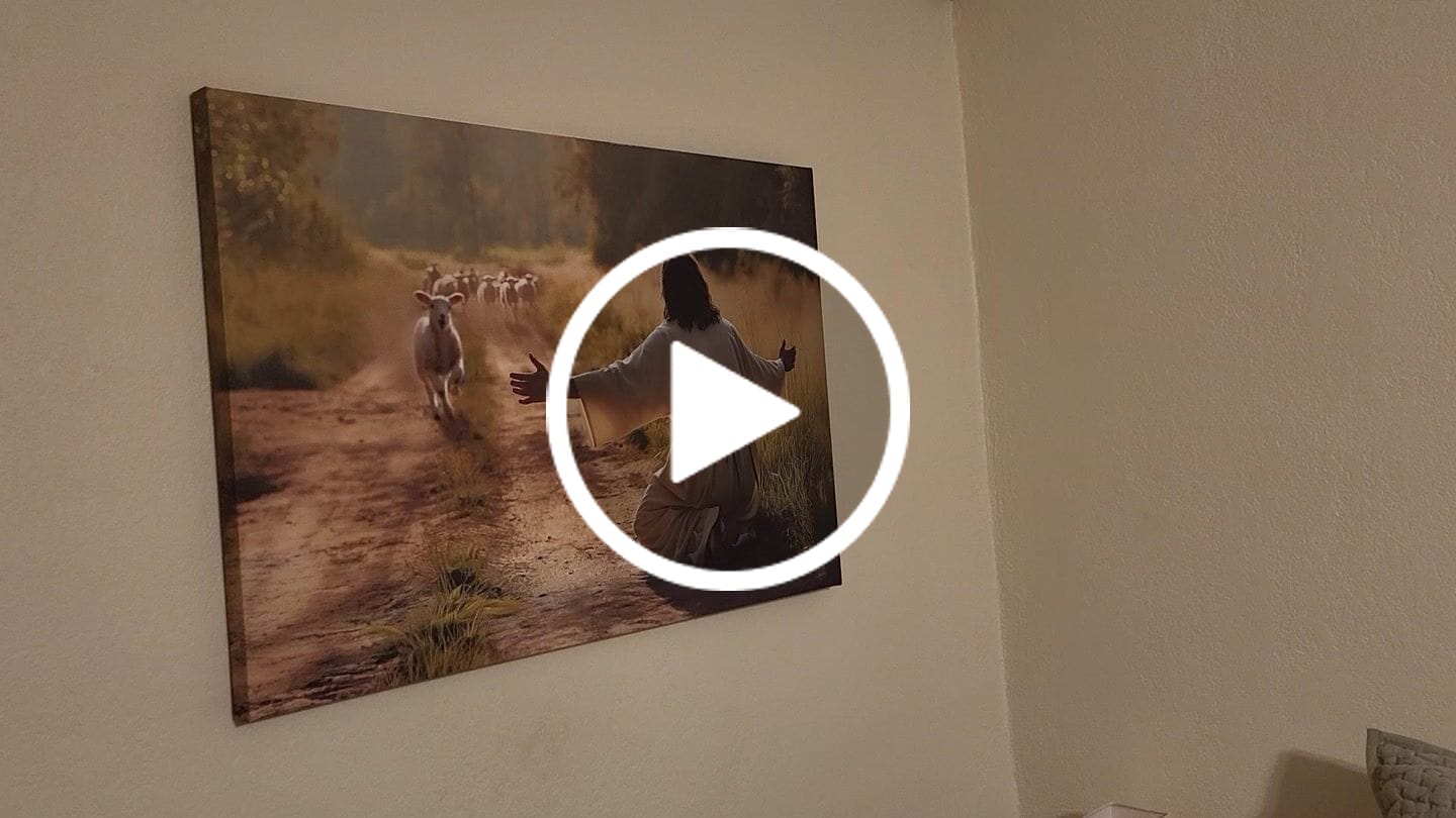 Customer video review of Lamb Runs to Jesus Wall Art Canvas