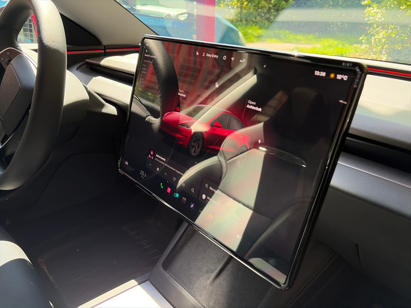 Customer photo review of Integrated Tempered Glass Screen Protector with Frame for Tesla Model 3 Highland Standard 2025+