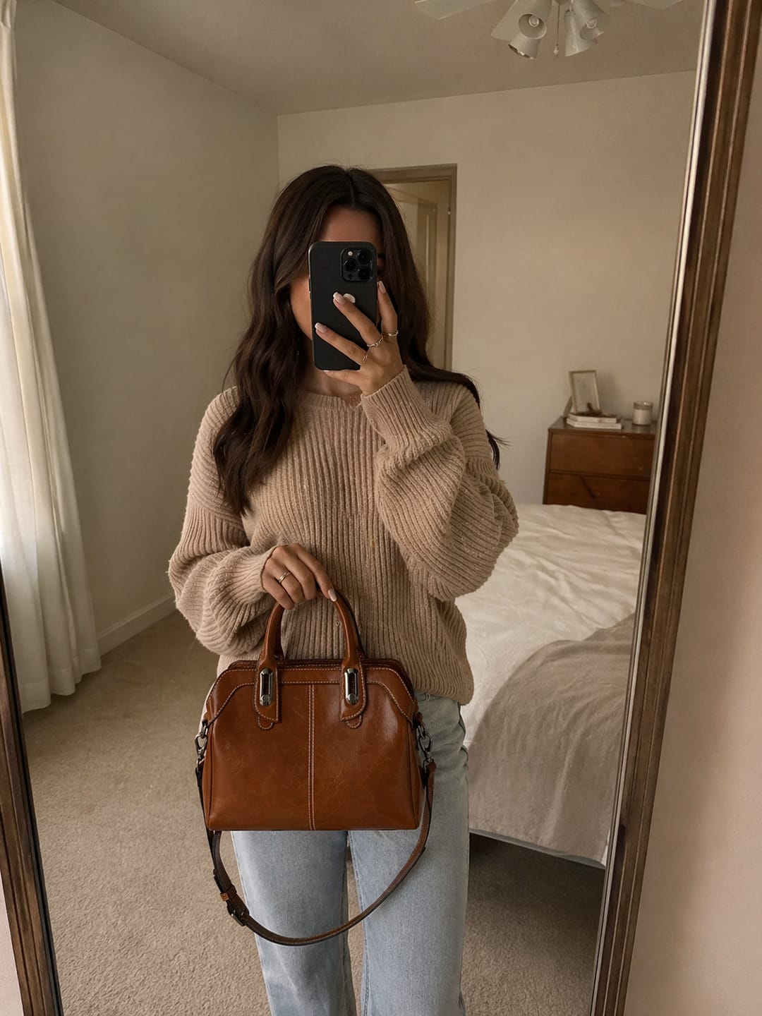 Customer photo review of The Jasmin | Cowhide Leather Handbag