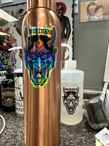 Customer photo review of 50 4" Holographic Stickers $49