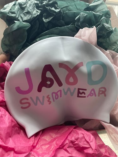 Customer photo review of JAYD Swim Cap - Squiggly