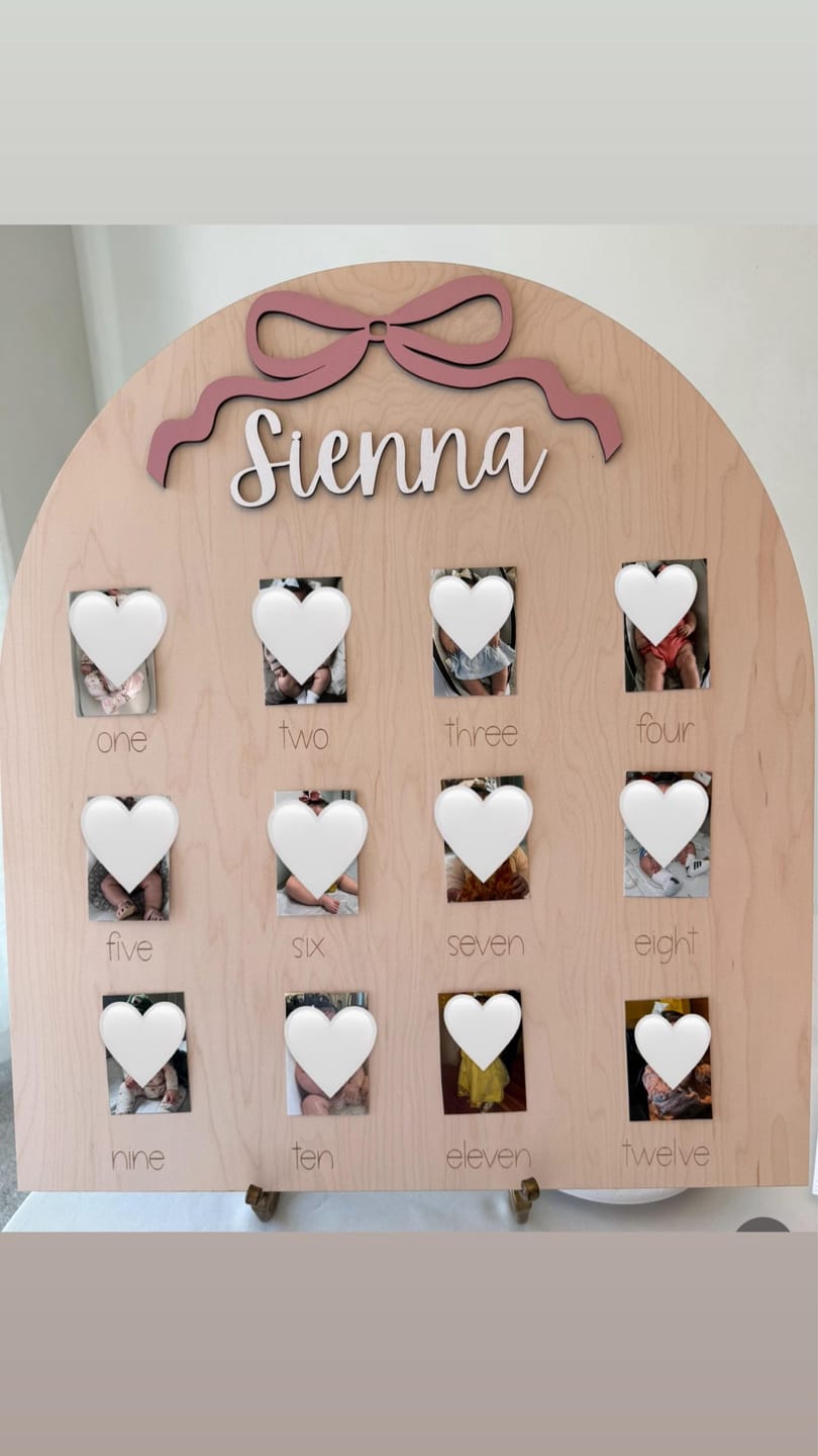 Customer photo review of First Birthday Photo Board with Bow