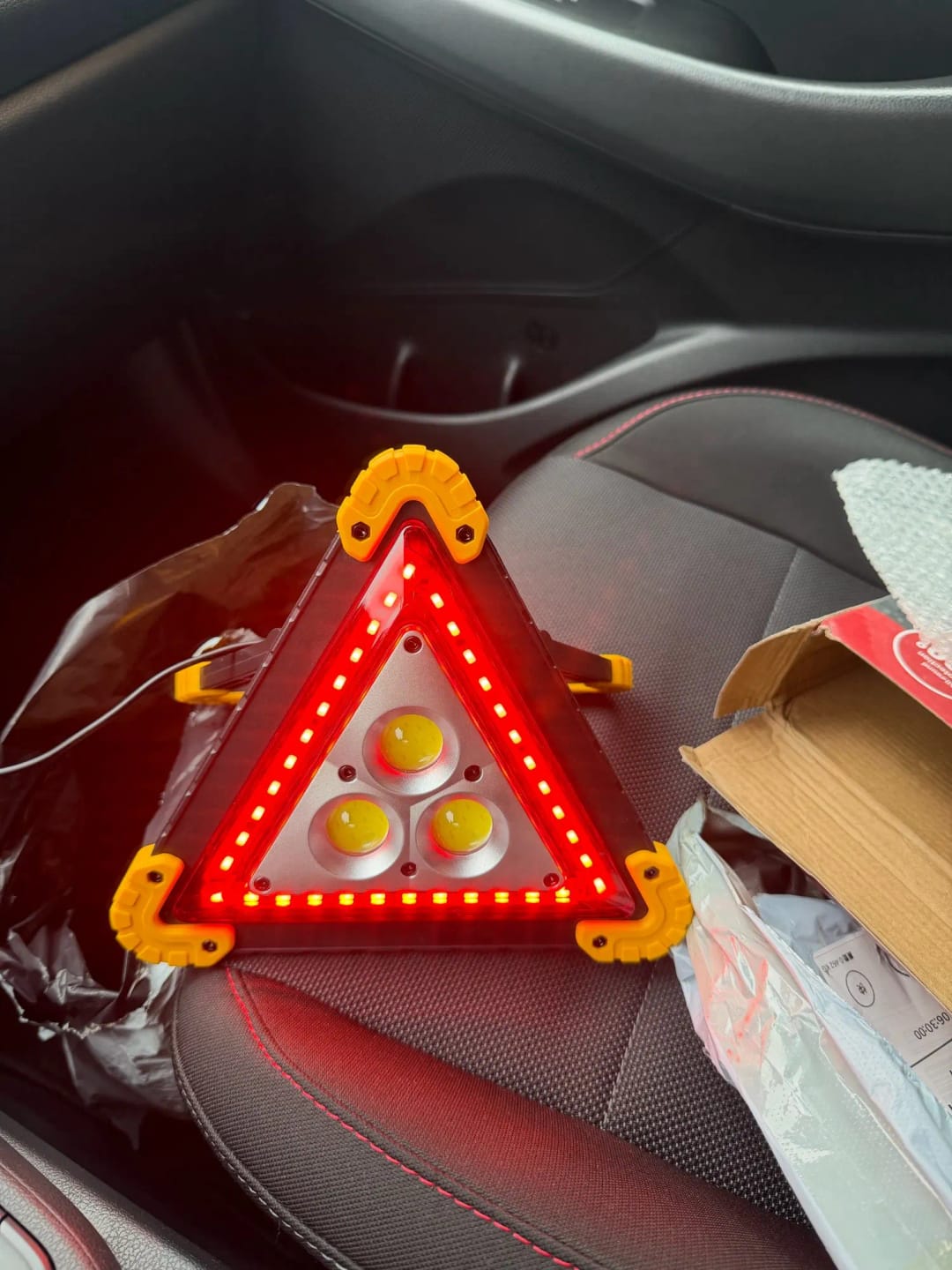 Customer photo review of 3-in-1 Emergency Warning Triangle & LED Lantern