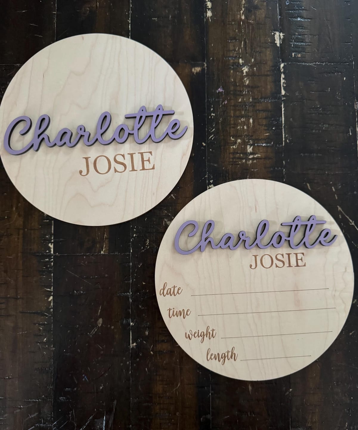 Customer photo review of Baby Name Announcement Sign with Stats