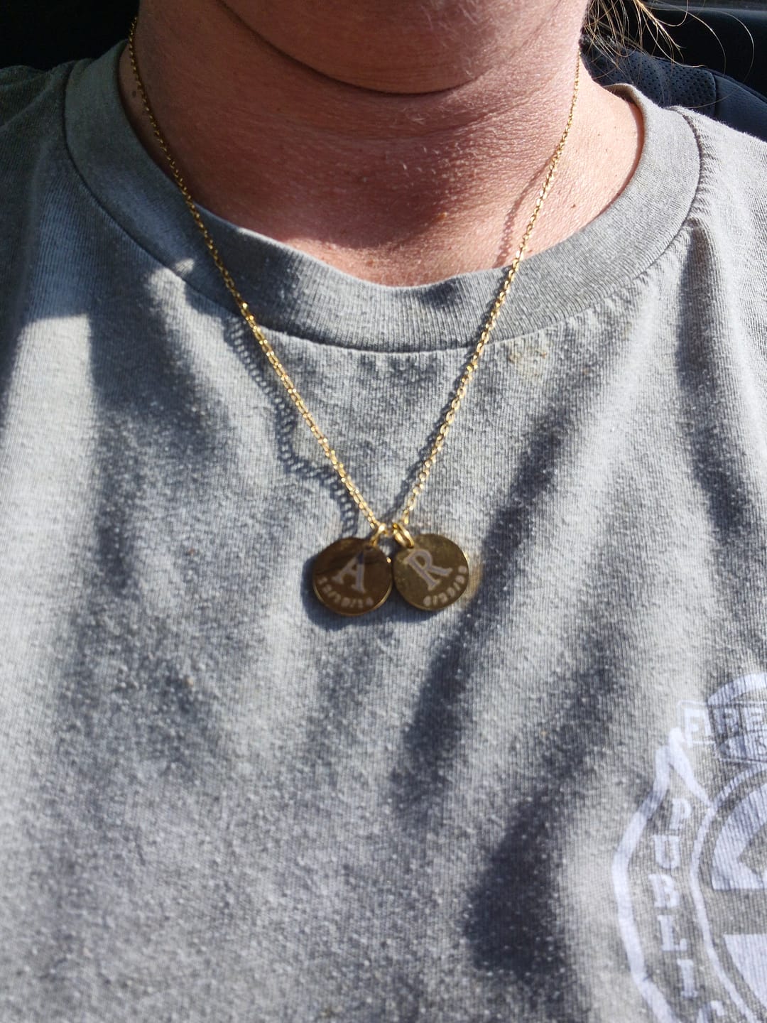 Customer photo review of Initial Date Charm Necklace