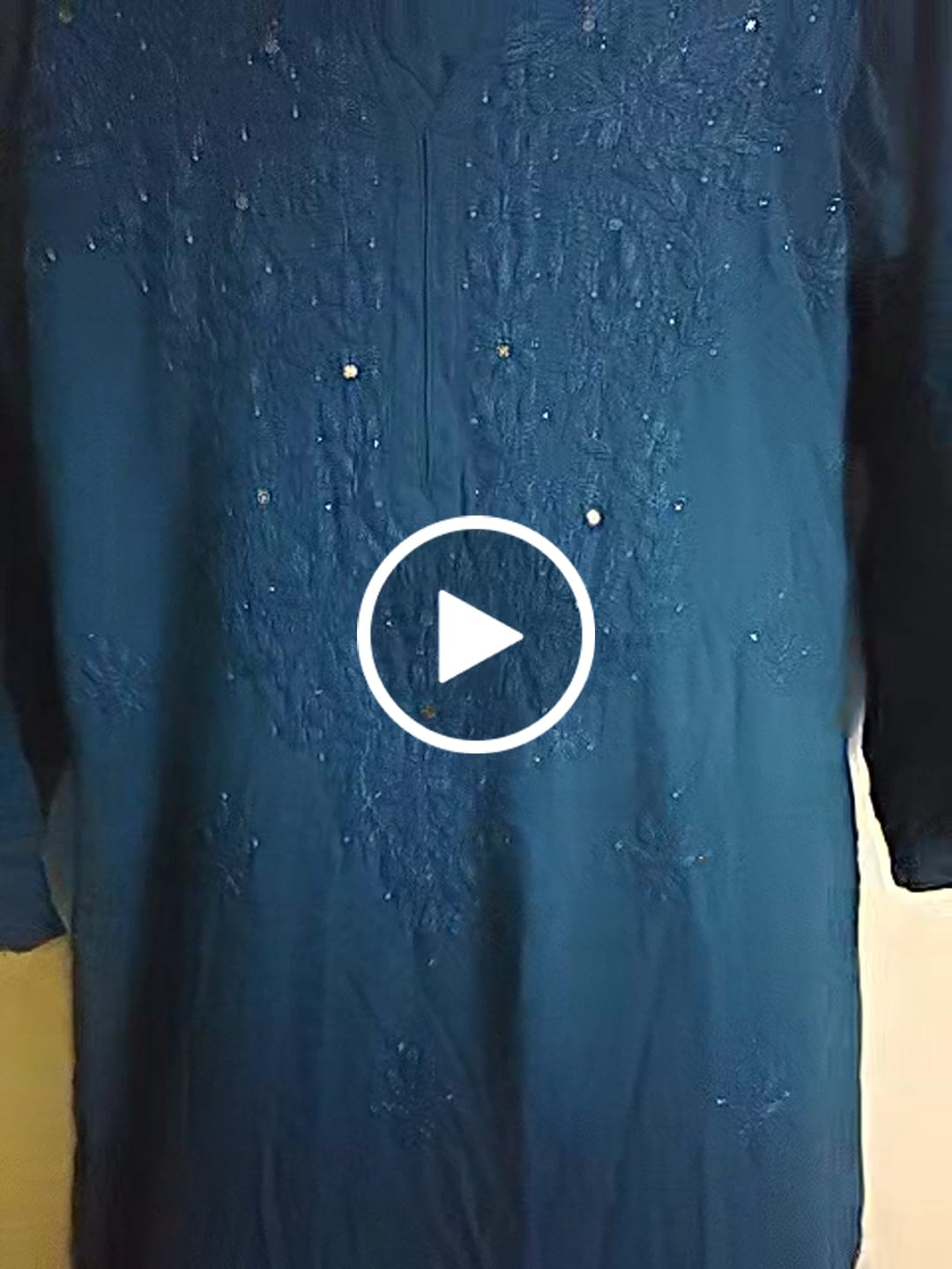 Customer video review of Peacock Blue Rayon mukaish Long Kurta