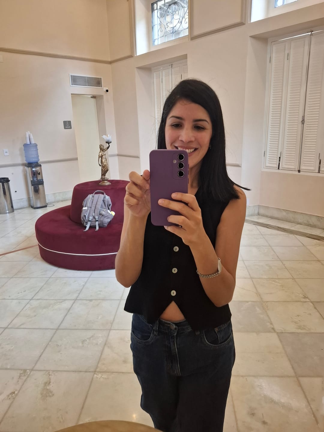 Customer photo review of Calça Jeans Mom Jequitibá Marrom Escuro