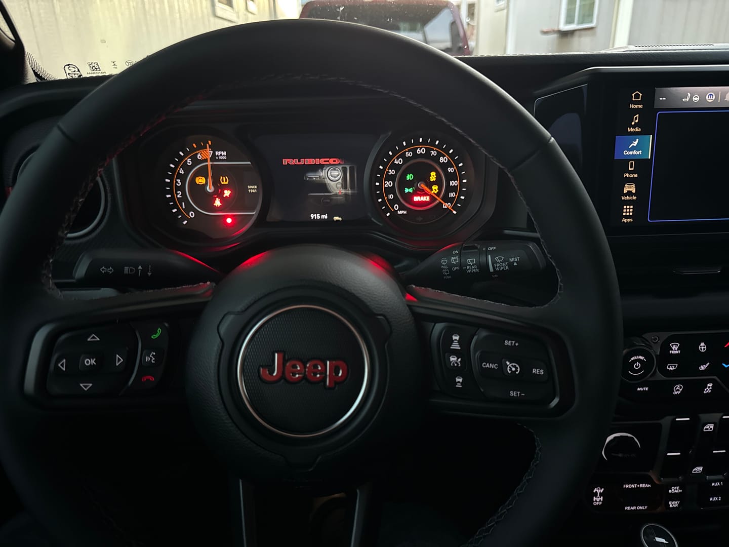 Customer photo review of JEEP Steering Wheel Emblem Overlay Decal — 30+ Colors & Designs (Flag, Topo, Animal, Solid)