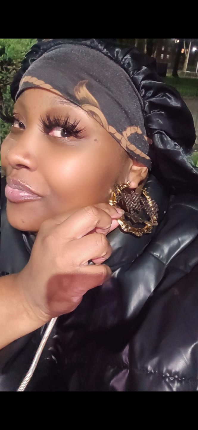 Customer photo review of Double Plated Bamboo Name Hoop Earrings