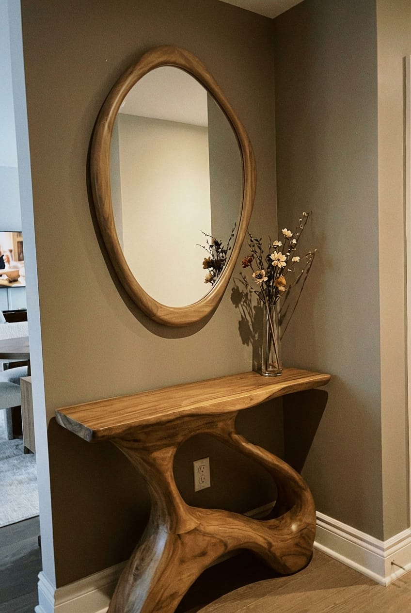 Customer photo review of Artistic Natural Wood Console Table for Entryway Styling