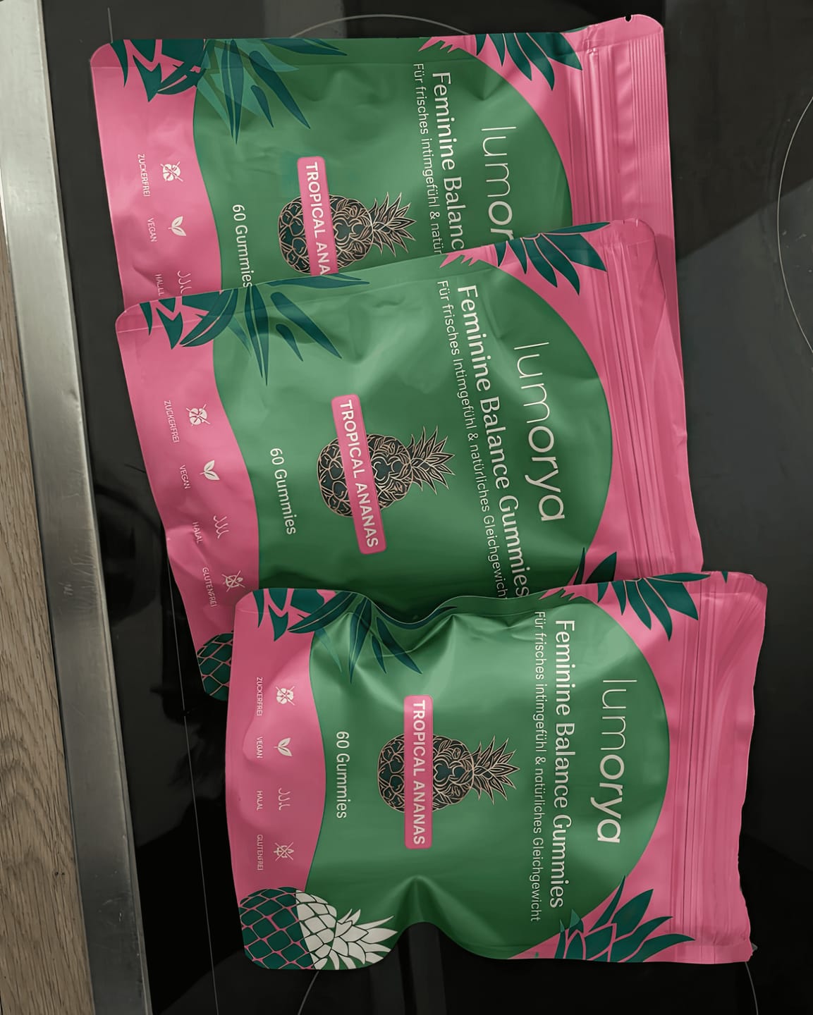 Customer photo review of LUMORYA® - Premium Balance Gummies