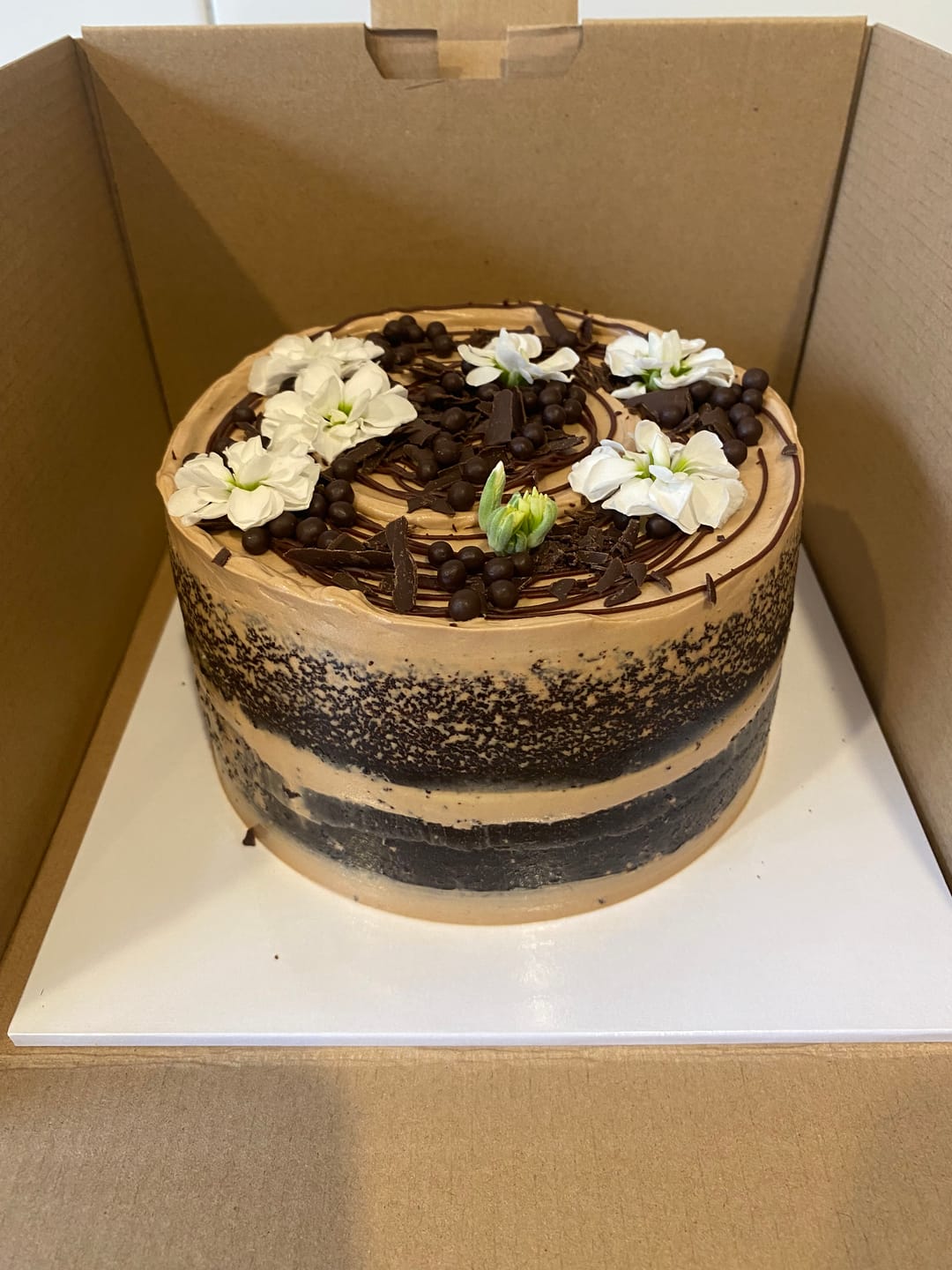 Customer photo review of double chocolate cake
