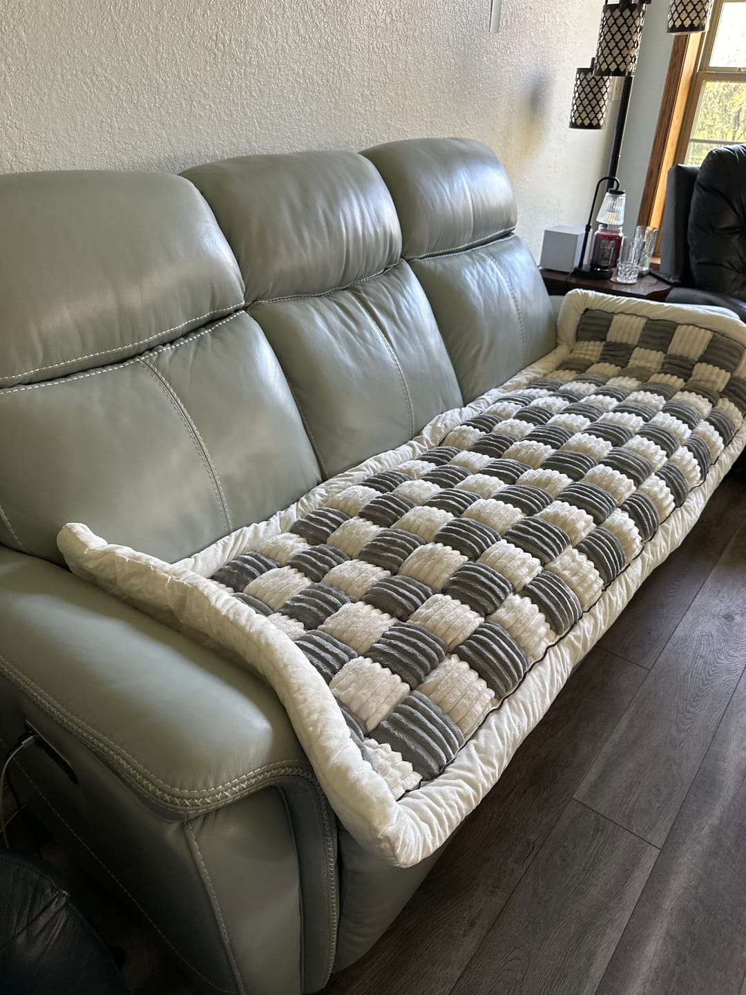 Customer photo review of NEW 2-in-1 Furniture Protector & Dog Bed Couch Cover with Thick Orthopedic Padding, Non-Slip Grip, Scratch-Resistant Surface & Machine-Washable Fabric
