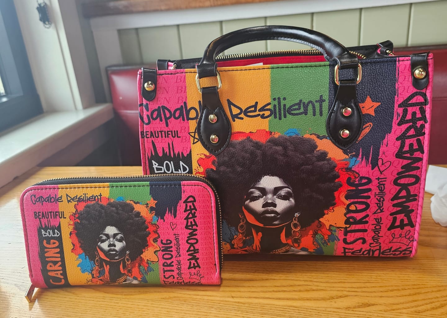 Customer photo review of Melaniva Empowered Essence Pink Leather Handbag Deal (FREE WALLET)