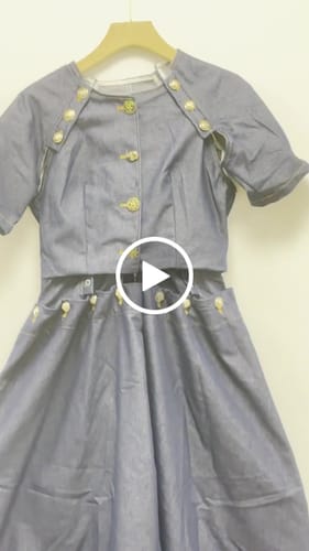 Customer video review of Custom Look Denim Unique Metal Pattern Buttons Slit Half Sleeve Crop Jacket