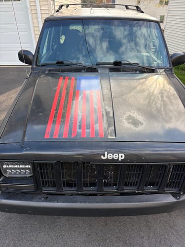 Customer photo review of Sport/Sahara/Overland/Willys Hood Graphic - American Flag (Center)
